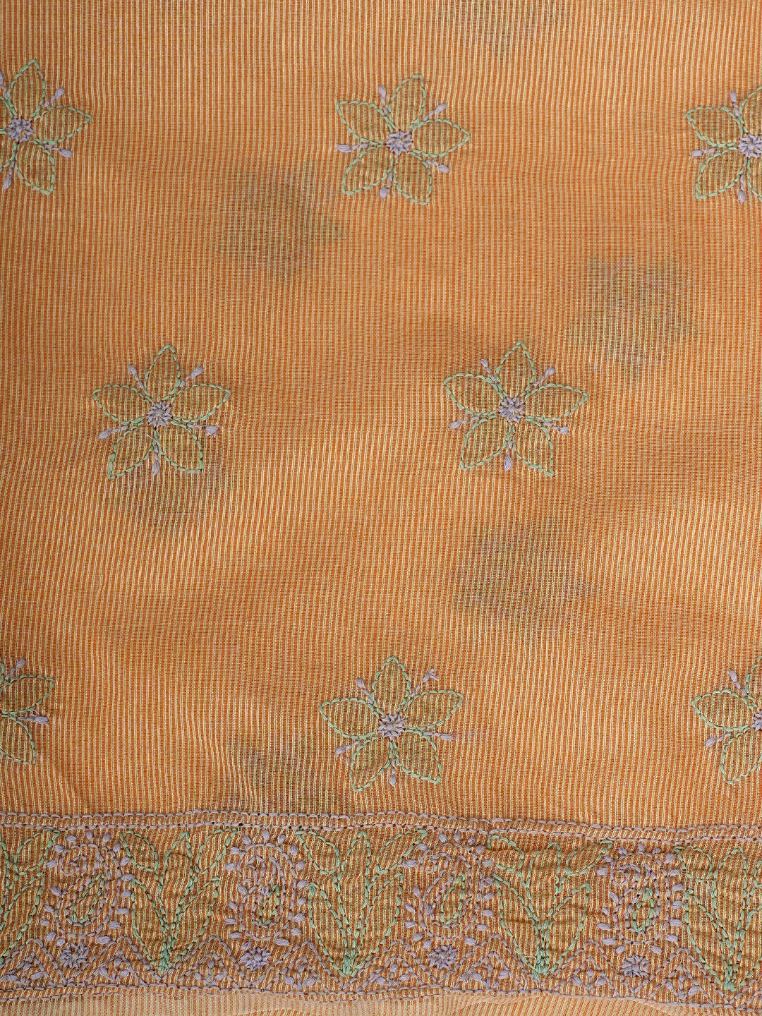 Ada Hand Embroidered Peach Chanderi Lucknowi Chikankari Kurta Dupatta Set 01A871010
