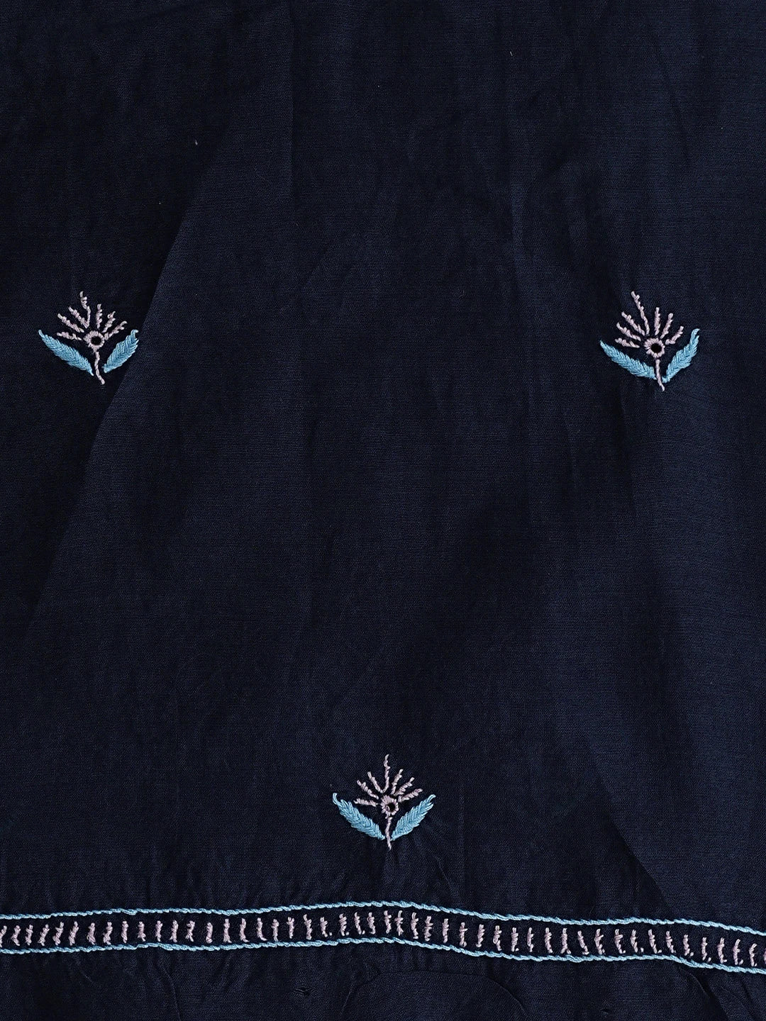 Ada Hand Embroidered Navy Blue Chanderi Lucknowi Chikankari Kurta Dupatta Set 01A903305