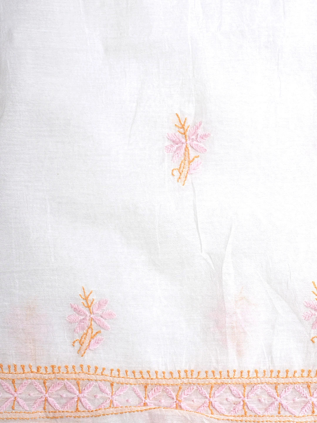Ada Hand Embroidered White Cornsilk Chanderi Lucknowi Chikankari Kurta Dupatta Set 01A903108