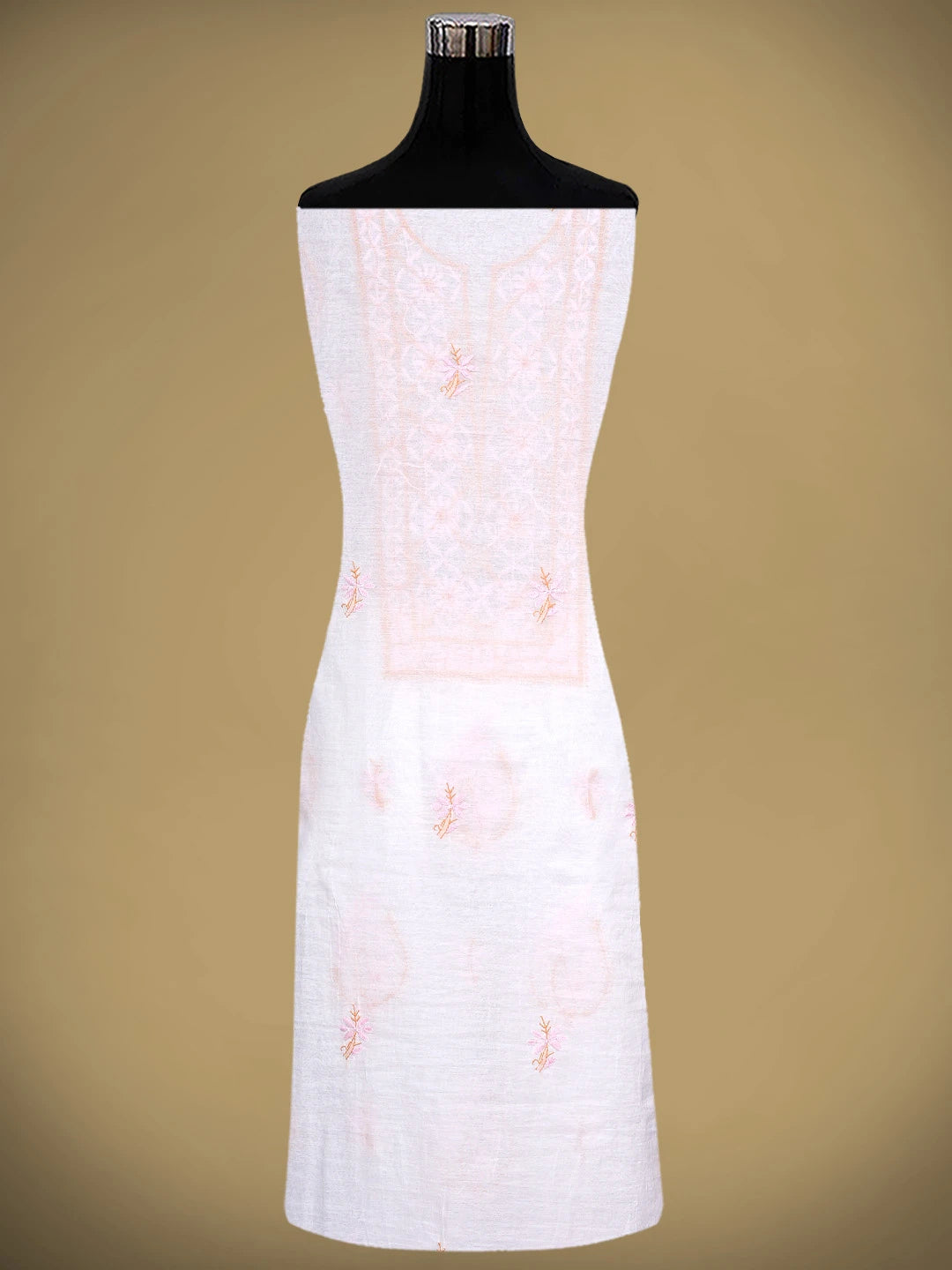 Ada Hand Embroidered White Cornsilk Chanderi Lucknowi Chikankari Kurta Dupatta Set 01A903108