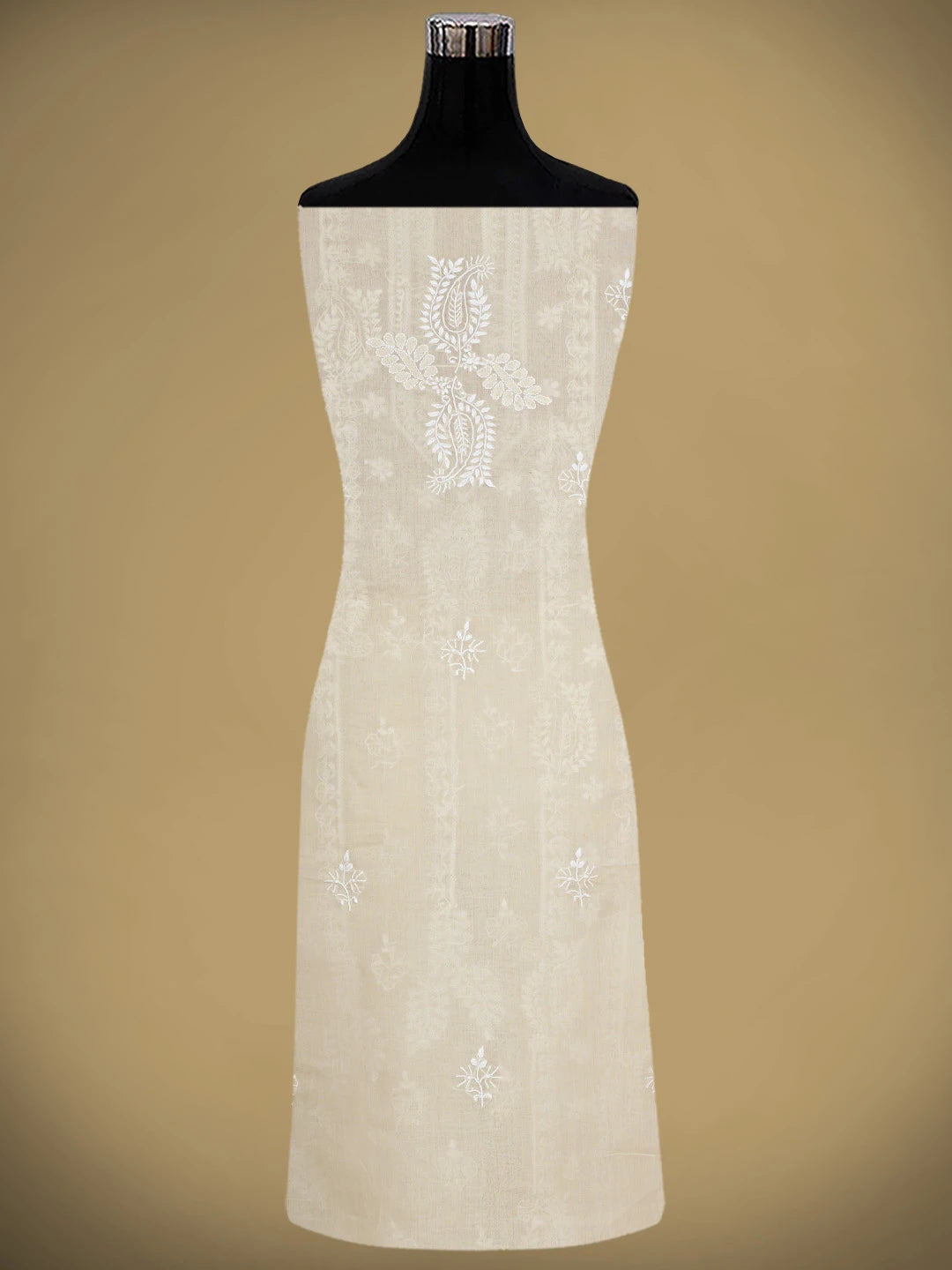 Ada Hand Embroidered Fawn Cotton Lucknowi Chikankari Unstitched Suit Piece 01A915025