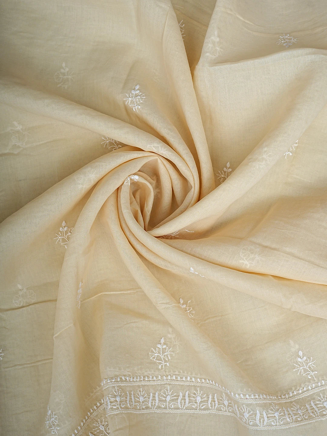Ada Hand Embroidered Fawn Cotton Lucknowi Chikankari Unstitched Suit Piece 01A915025