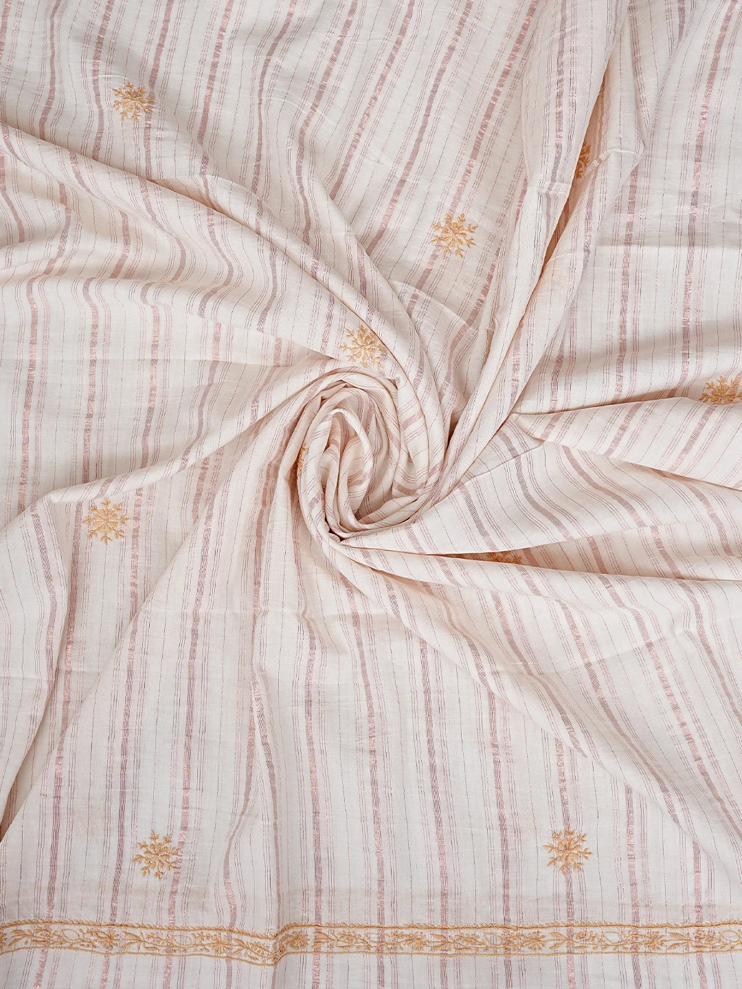 Ada Hand Embroidered Ivory Cotton Lucknowi Chikankari Unstitched Kurta Dupatta Set 01A910433