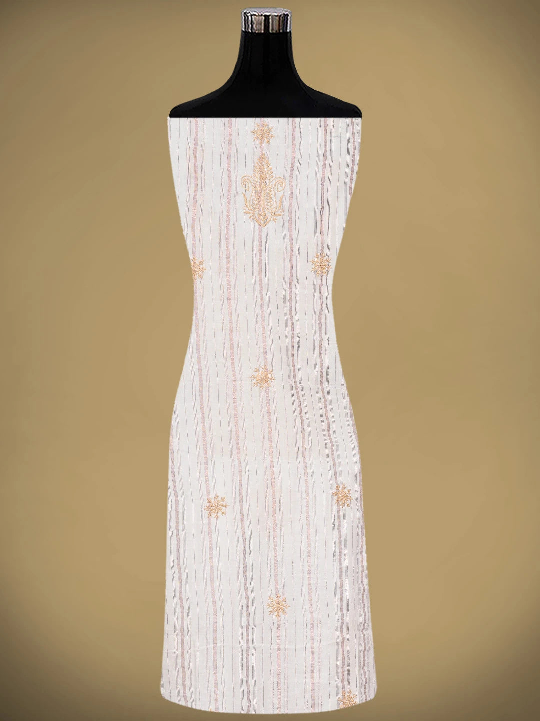 Ada Hand Embroidered Ivory Cotton Lucknowi Chikankari Unstitched Kurta Dupatta Set 01A910433