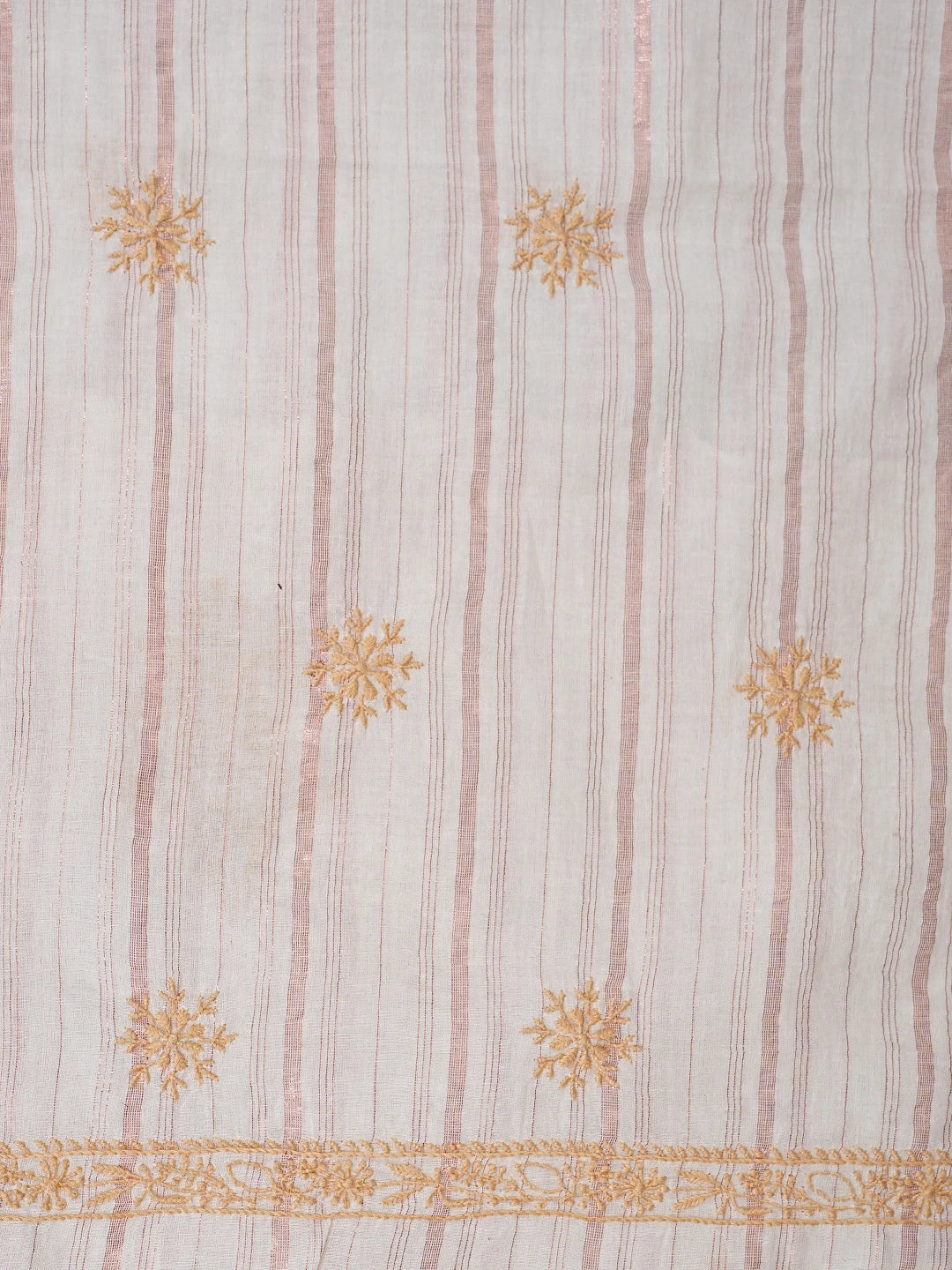 Ada Hand Embroidered Ivory Cotton Lucknowi Chikankari Unstitched Kurta Dupatta Set 01A910433