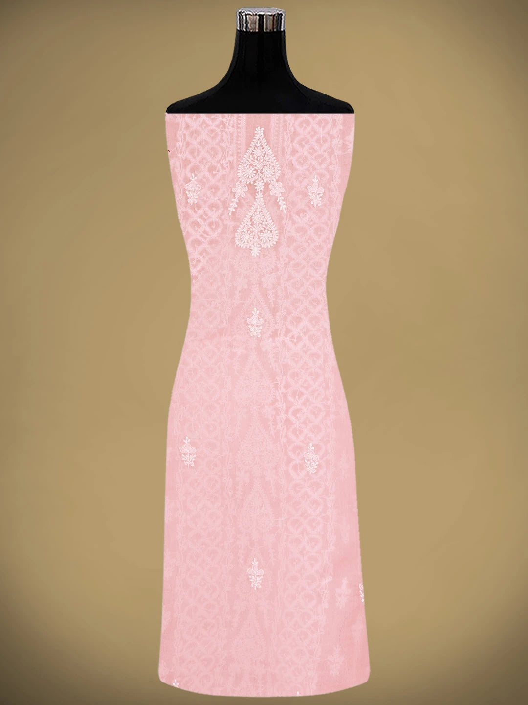 Ada Hand Embroidered Candlelight Peach Cotton Lucknowi Chikankari Unstitched Suit Piece 01A914818