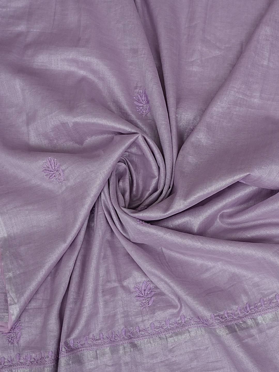 Ada Hand Embroidered Mauve Tissue Lucknowi Chikankari Unstitched Kurta Dupatta Set 01A901648