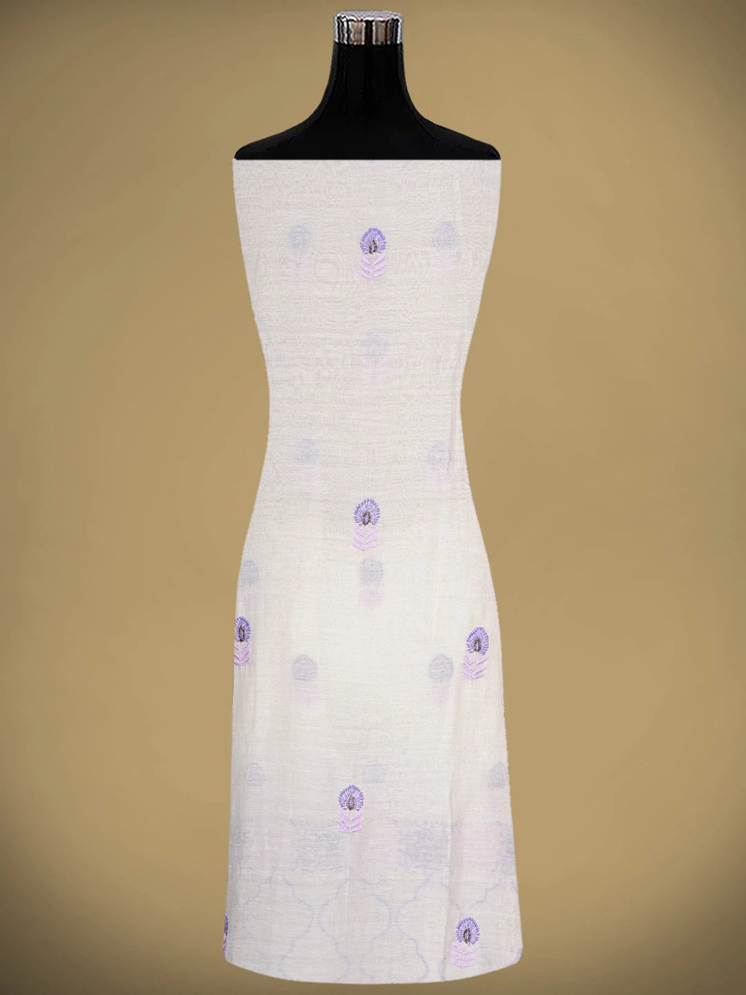 Ada Hand Embroidered Cream Chanderi Lucknowi Chikankari Unstitched Kurta Dupatta Set With Cutdana Work 01A525844