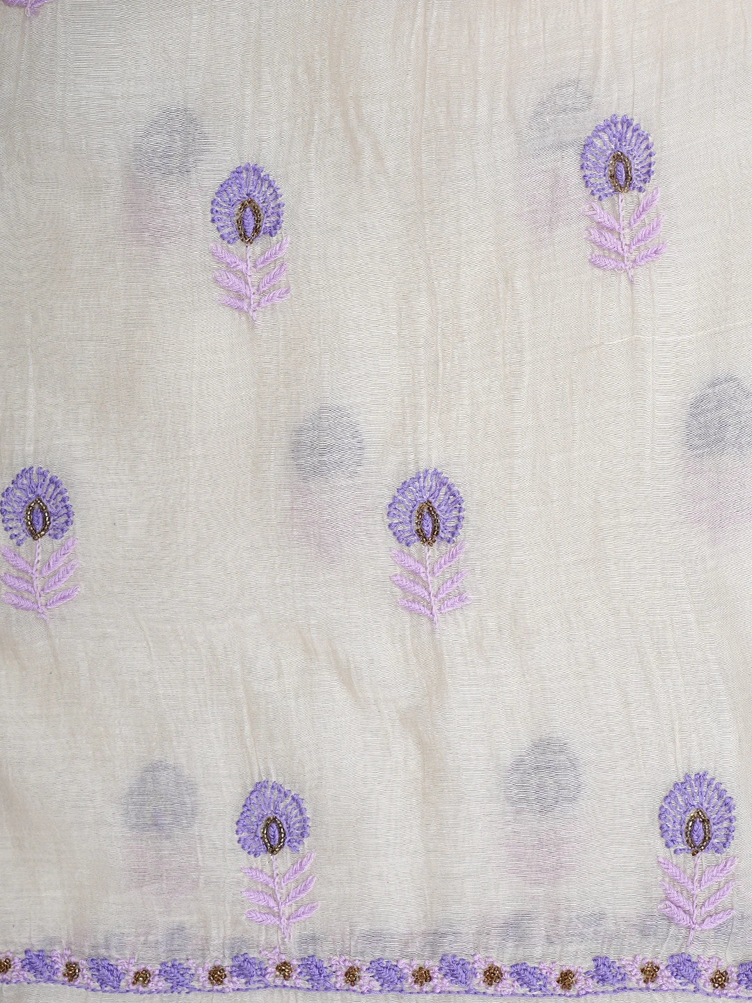 Ada Hand Embroidered Cream Chanderi Lucknowi Chikankari Unstitched Kurta Dupatta Set With Cutdana Work 01A525844