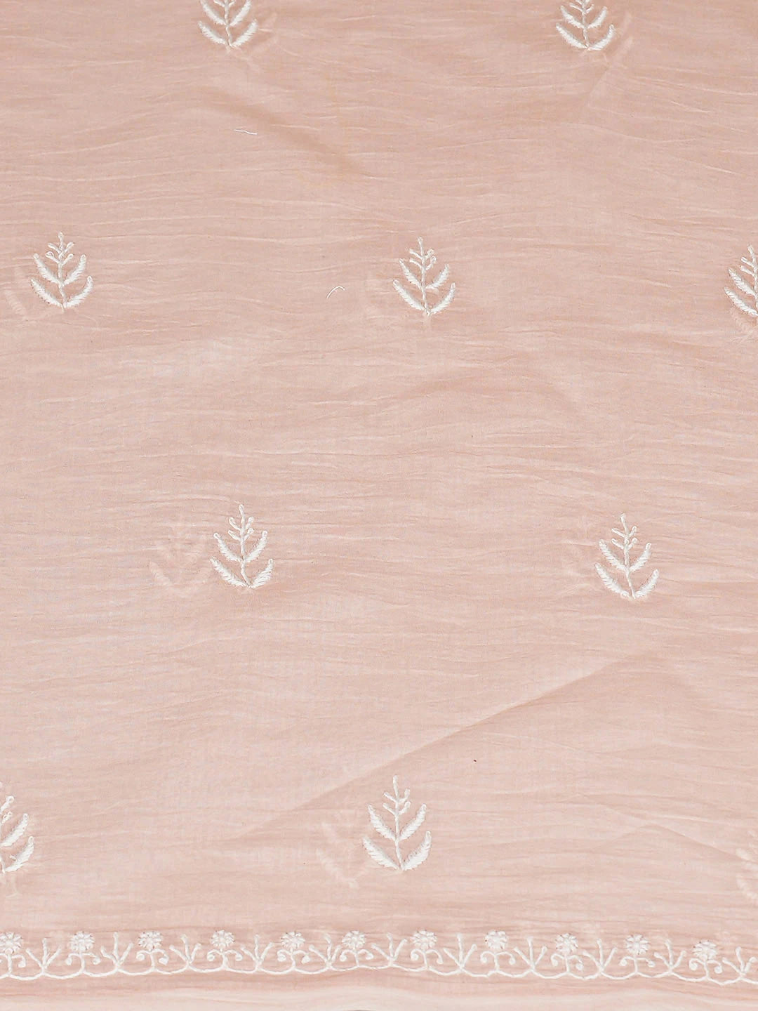 Ada Hand Embroidered Light Peach Chanderi Lucknowi Chikankari Unstitched Kurta Dupatta Set 01A903852