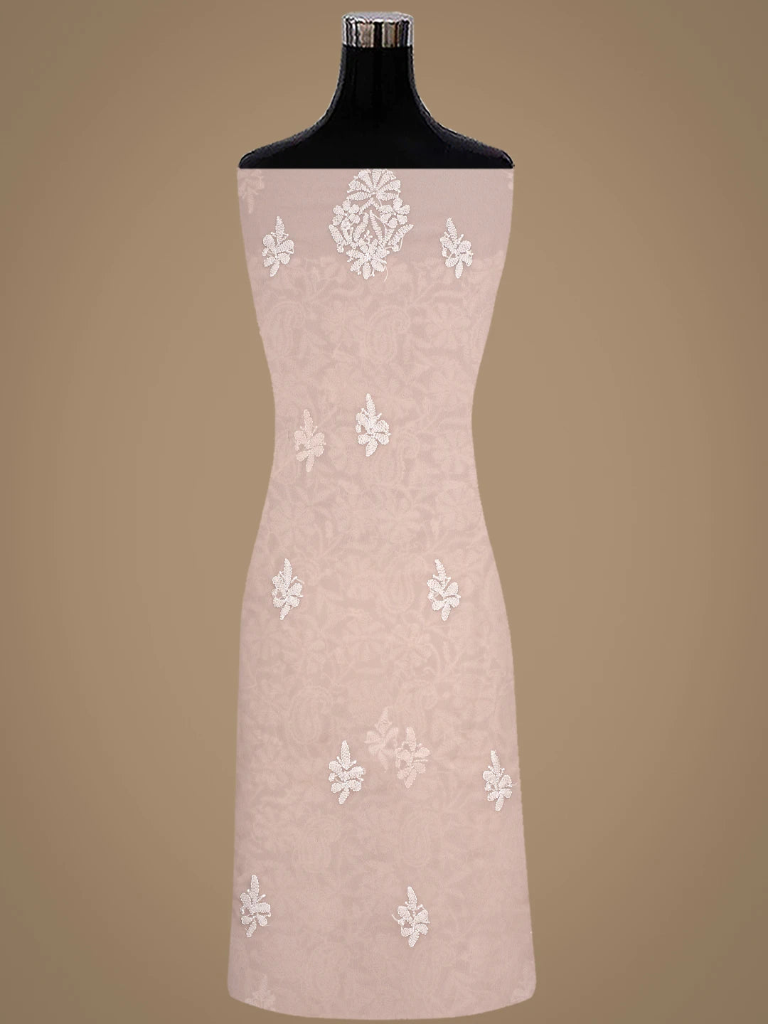 Ada Hand Embroidered Dusty Beige Georgette Lucknowi Chikankari Unstitched Suit Piece 01A915239