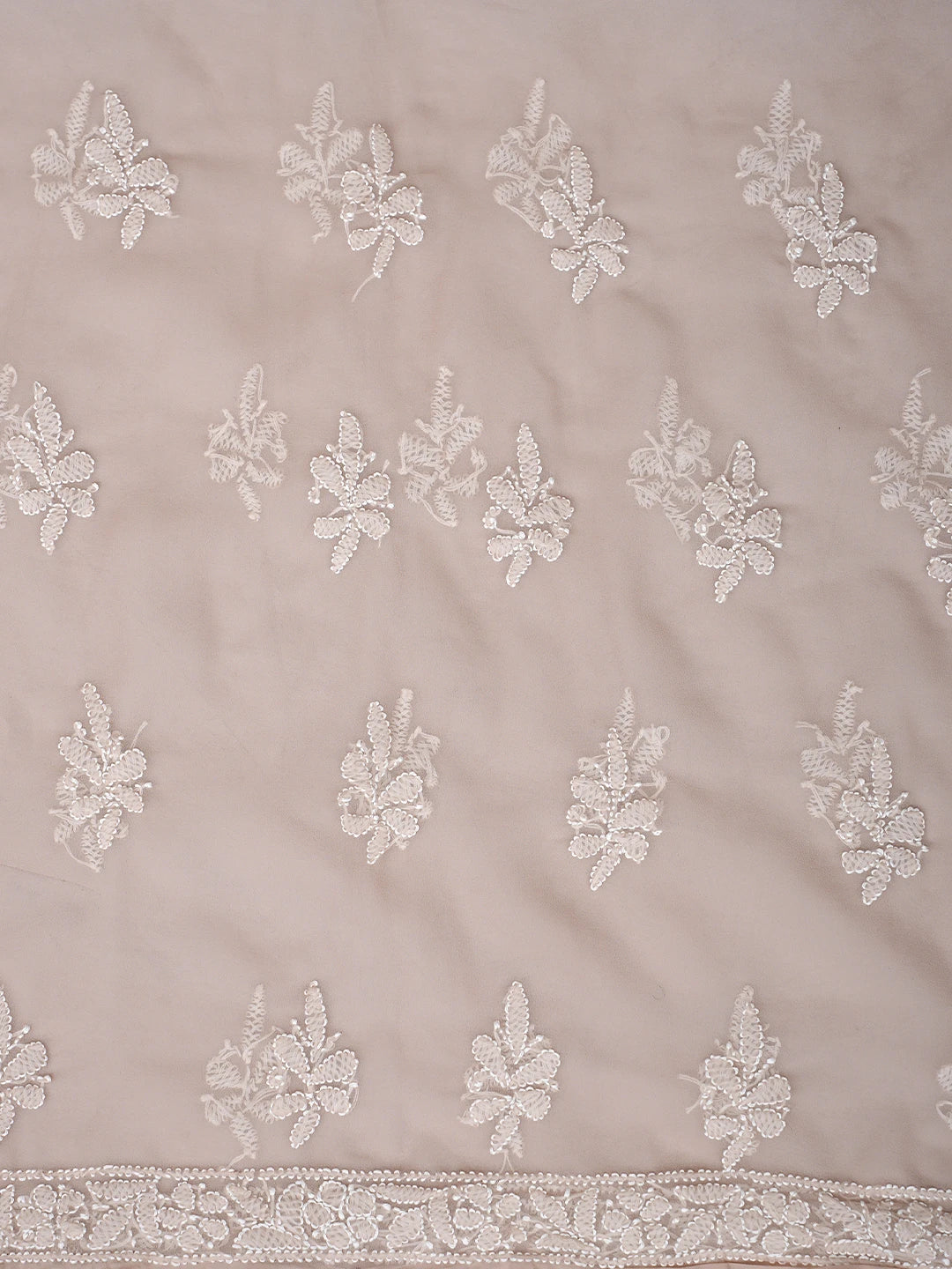 Ada Hand Embroidered Dusty Beige Georgette Lucknowi Chikankari Unstitched Suit Piece 01A915239