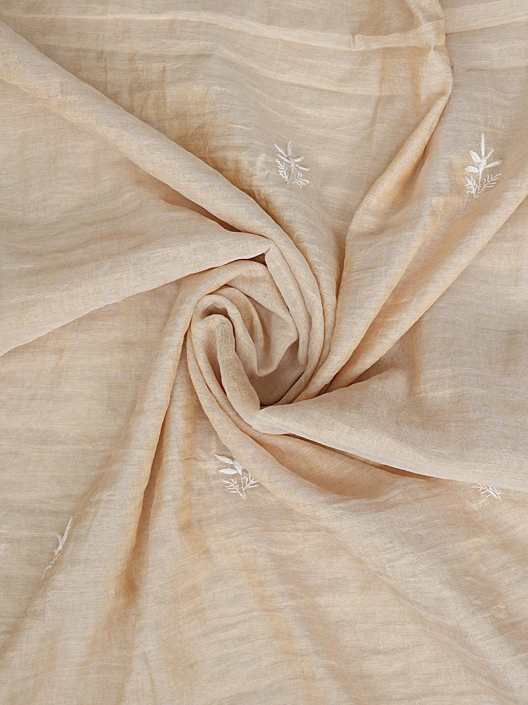 Ada Hand Embroidered Fawn Tissue Lucknowi Chikankari Unstitched Kurta Dupatta Set 01A903766