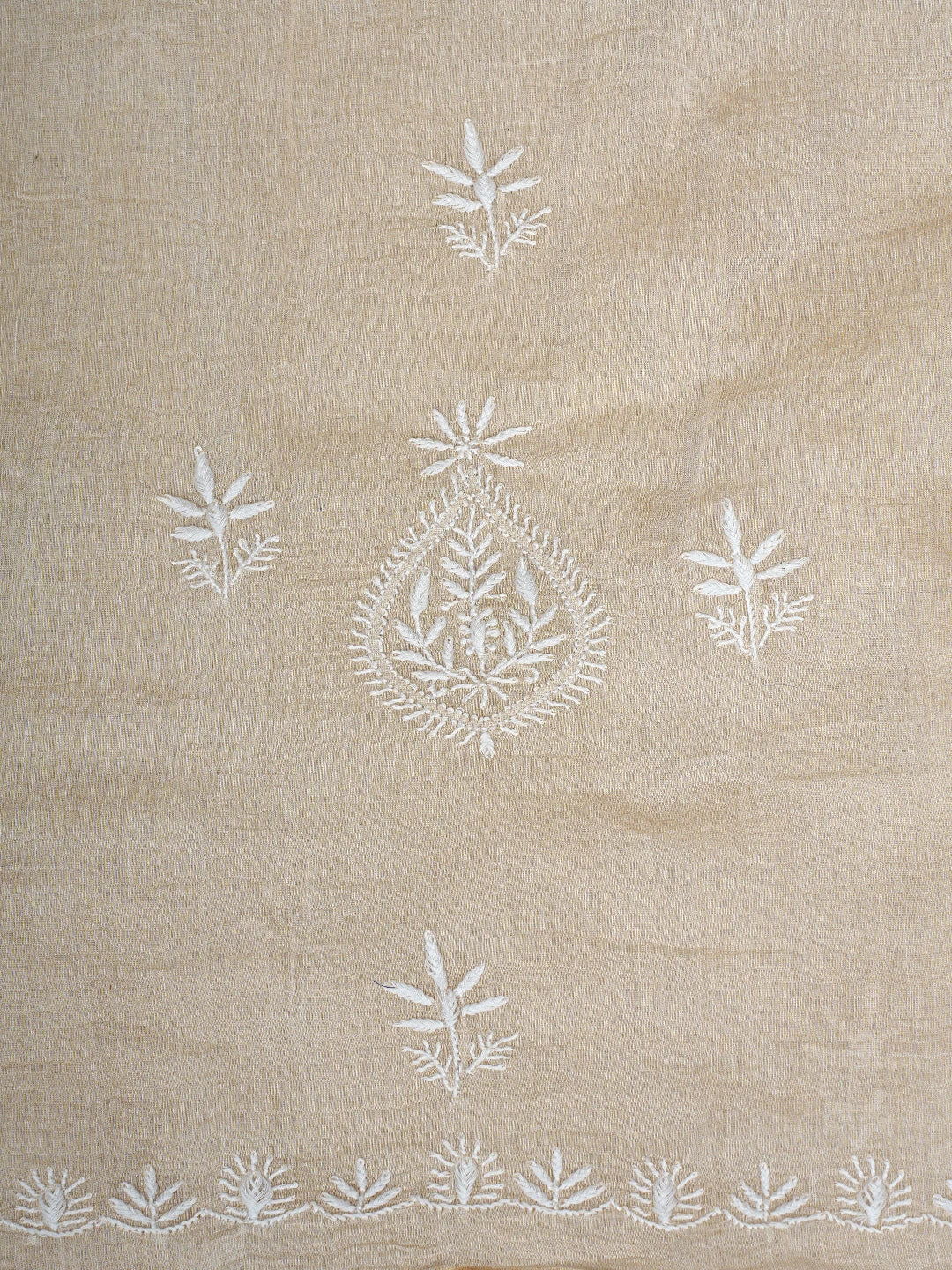 Ada Hand Embroidered Fawn Tissue Lucknowi Chikankari Unstitched Kurta Dupatta Set 01A903766