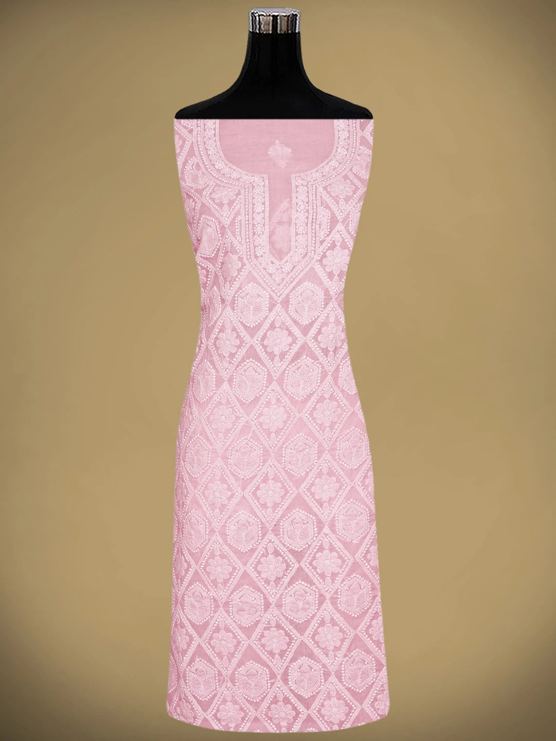 Ada Hand Embroidered Pink Cotton Lucknowi Chikankari Unstitched Suit Piece 01A914783