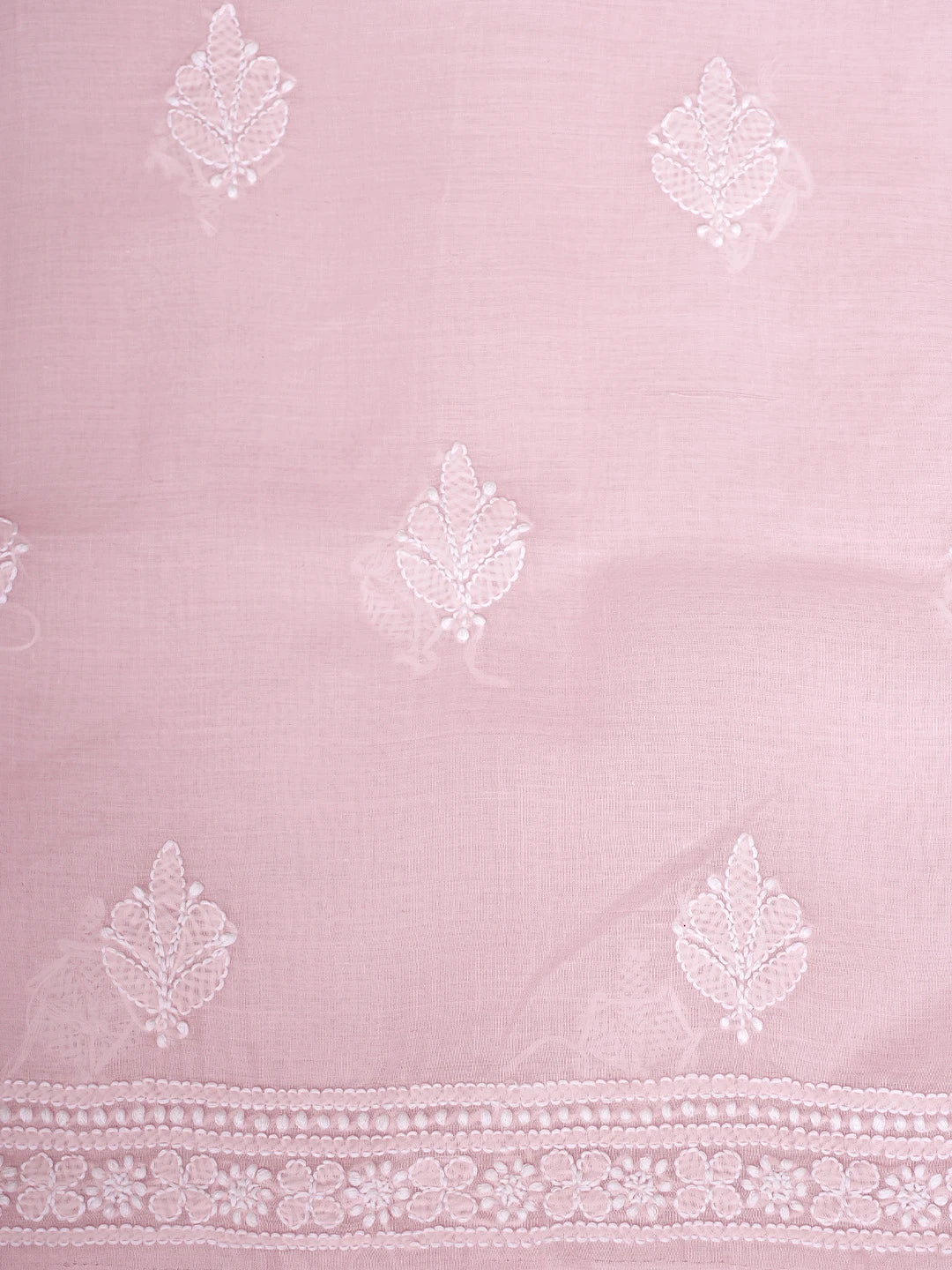 Ada Hand Embroidered Pink Cotton Lucknowi Chikankari Unstitched Suit Piece 01A914783