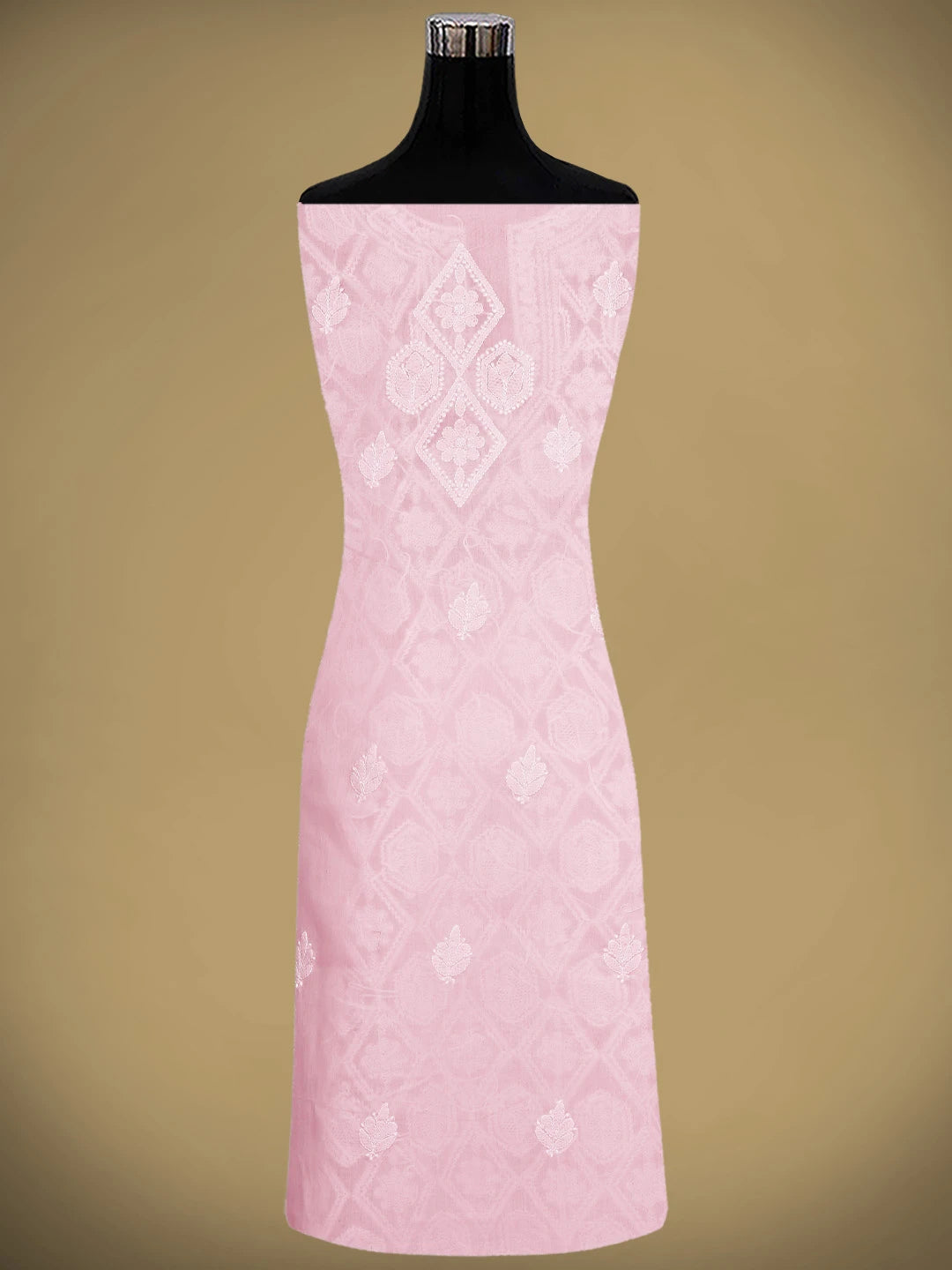Ada Hand Embroidered Pink Cotton Lucknowi Chikankari Unstitched Suit Piece 01A914783