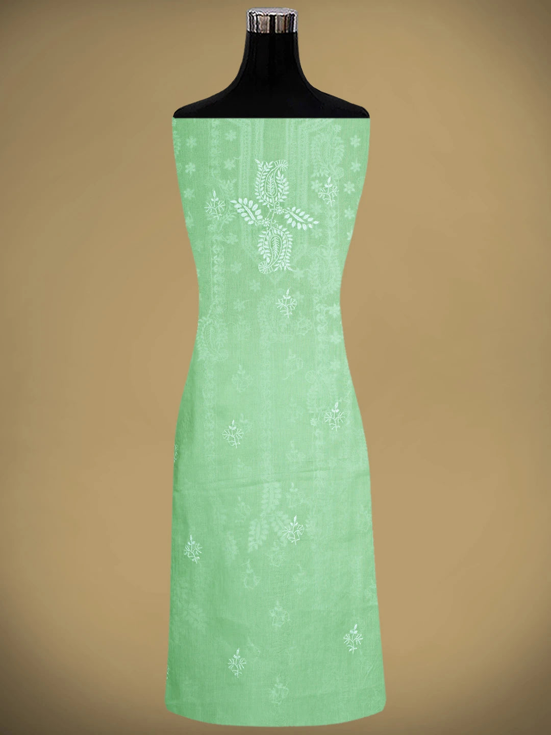 Ada Hand Embroidered Celadon Green Cotton Lucknowi Chikankari Unstitched Suit Piece 01A914875