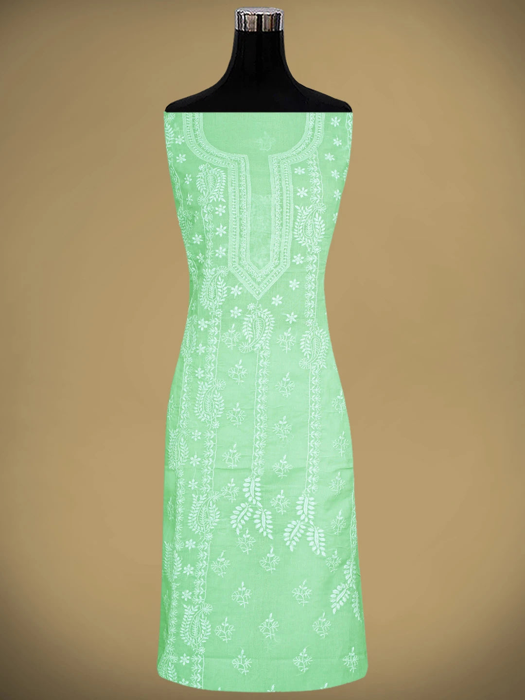 Ada Hand Embroidered Celadon Green Cotton Lucknowi Chikankari Unstitched Suit Piece 01A914875