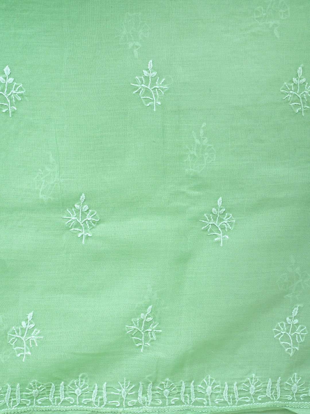 Ada Hand Embroidered Celadon Green Cotton Lucknowi Chikankari Unstitched Suit Piece 01A914875