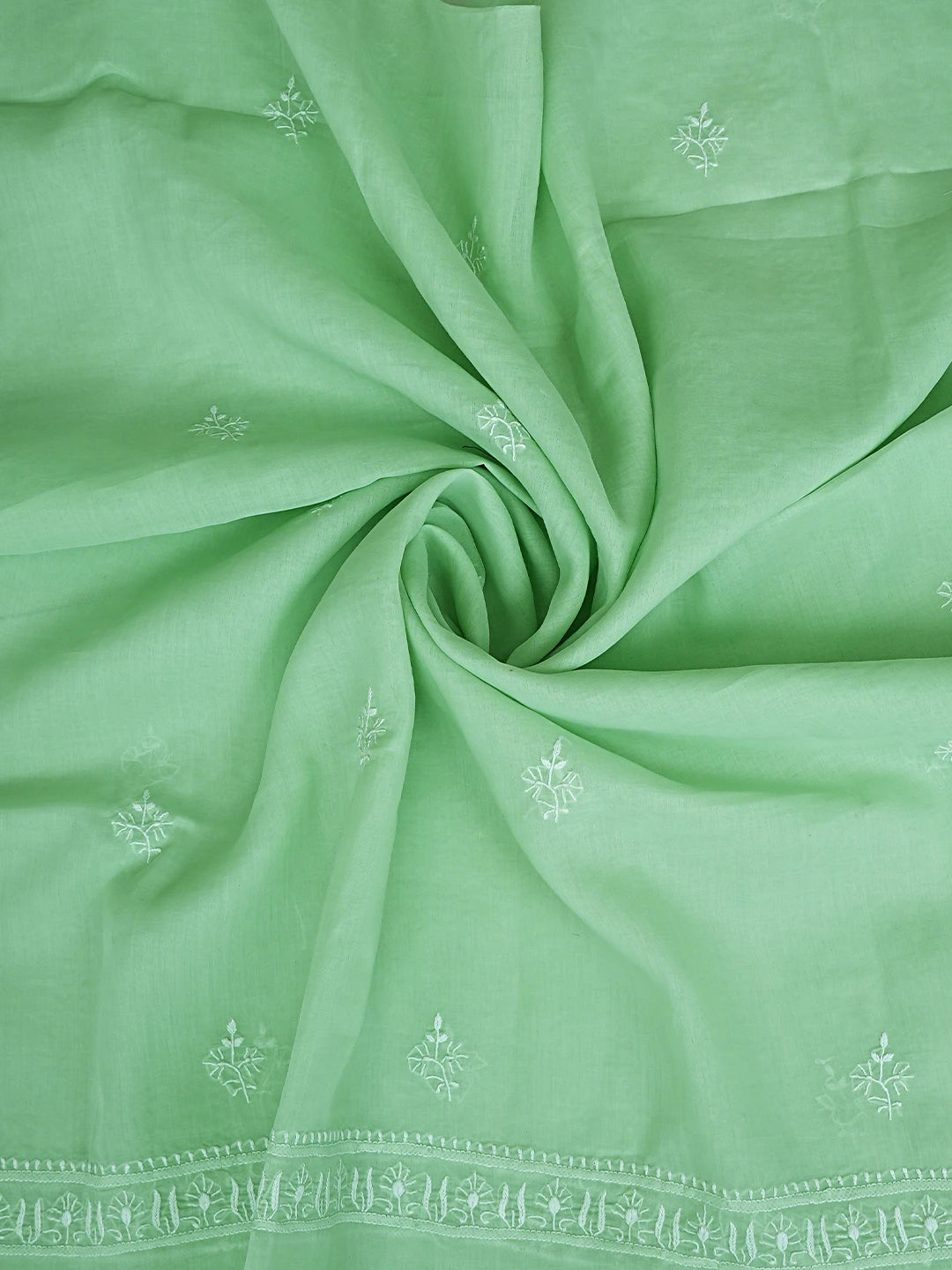 Ada Hand Embroidered Celadon Green Cotton Lucknowi Chikankari Unstitched Suit Piece 01A914875