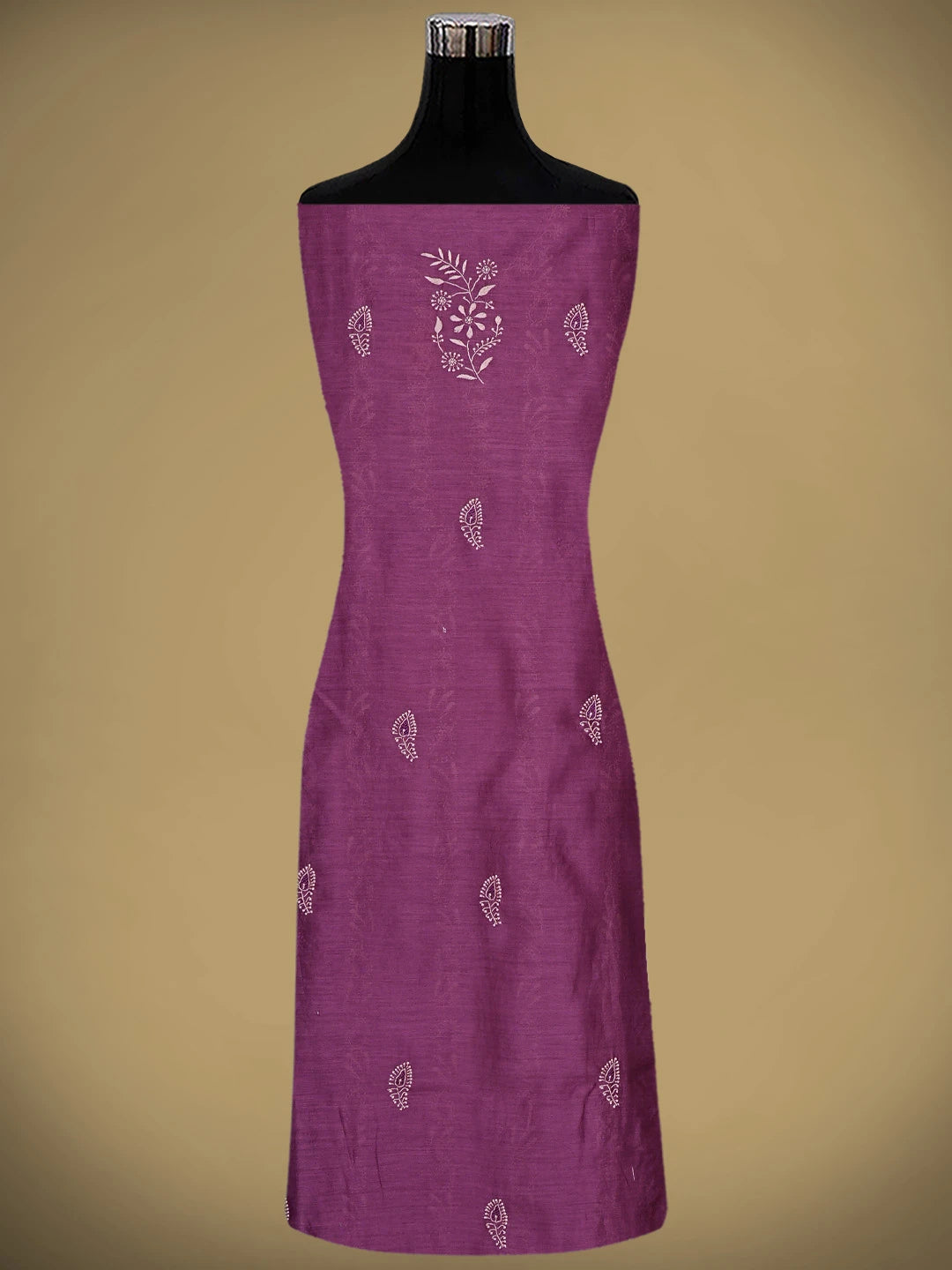 Ada Hand Embroidered Deep Purple Chanderi Lucknowi Chikankari Kurta Dupatta Set 01A903199