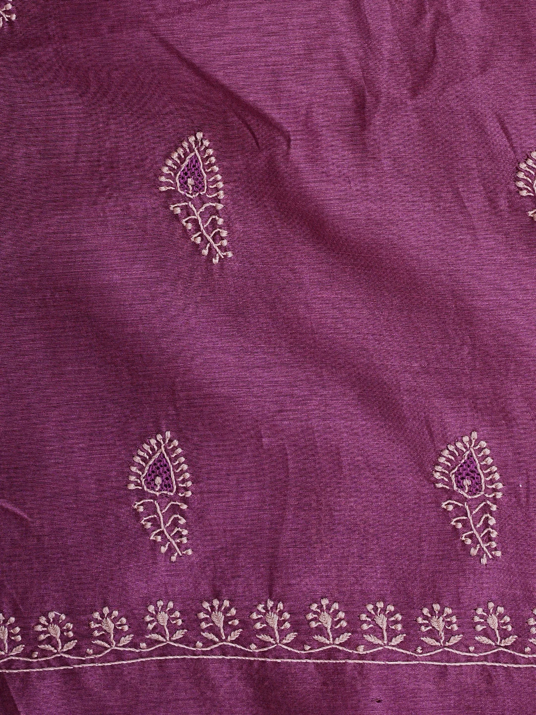 Ada Hand Embroidered Deep Purple Chanderi Lucknowi Chikankari Kurta Dupatta Set 01A903199