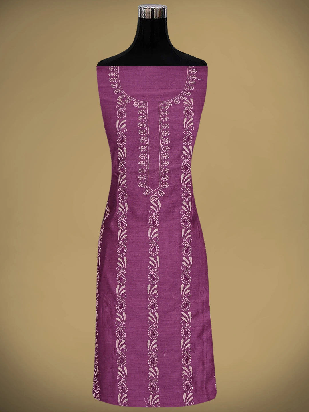 Ada Hand Embroidered Deep Purple Chanderi Lucknowi Chikankari Kurta Dupatta Set 01A903199
