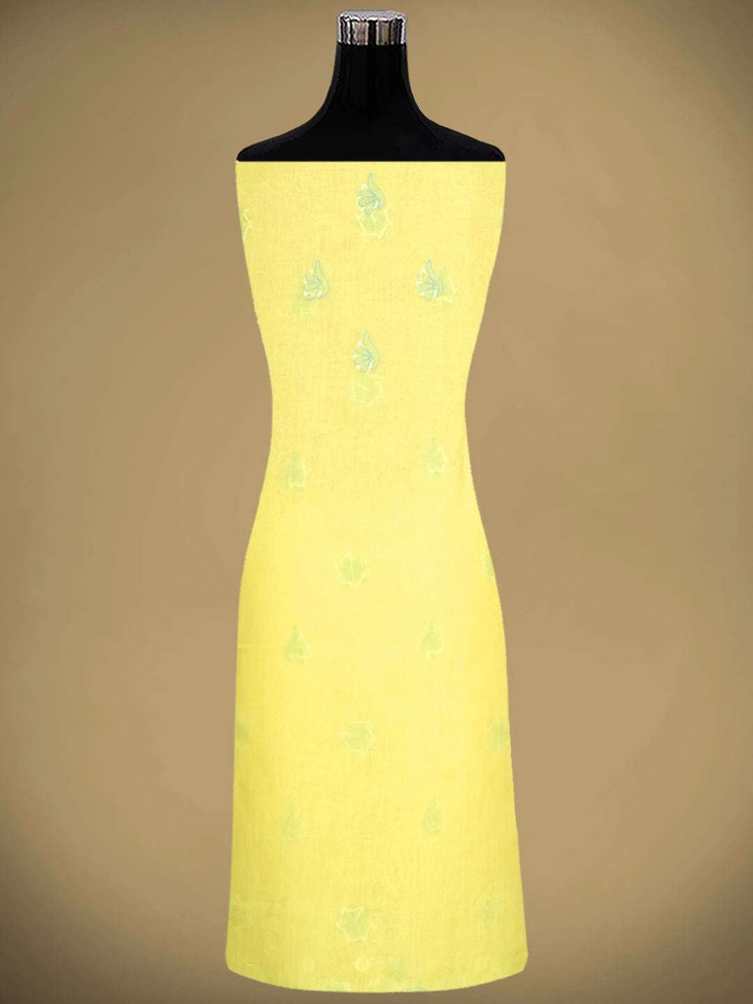 Ada Hand Embroidered Yellow Cotton Lucknowi Chikankari Unstitched Suit Piece 01A879359