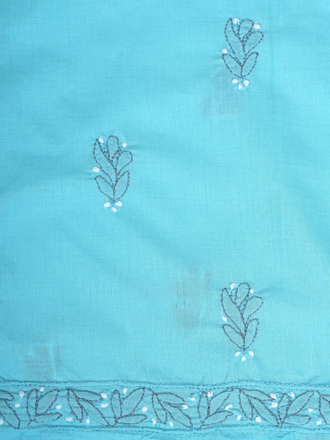 Ada Hand Embroidered Blue Cotton Lucknowi Chikankari Unstitched Suit Piece 01A879293