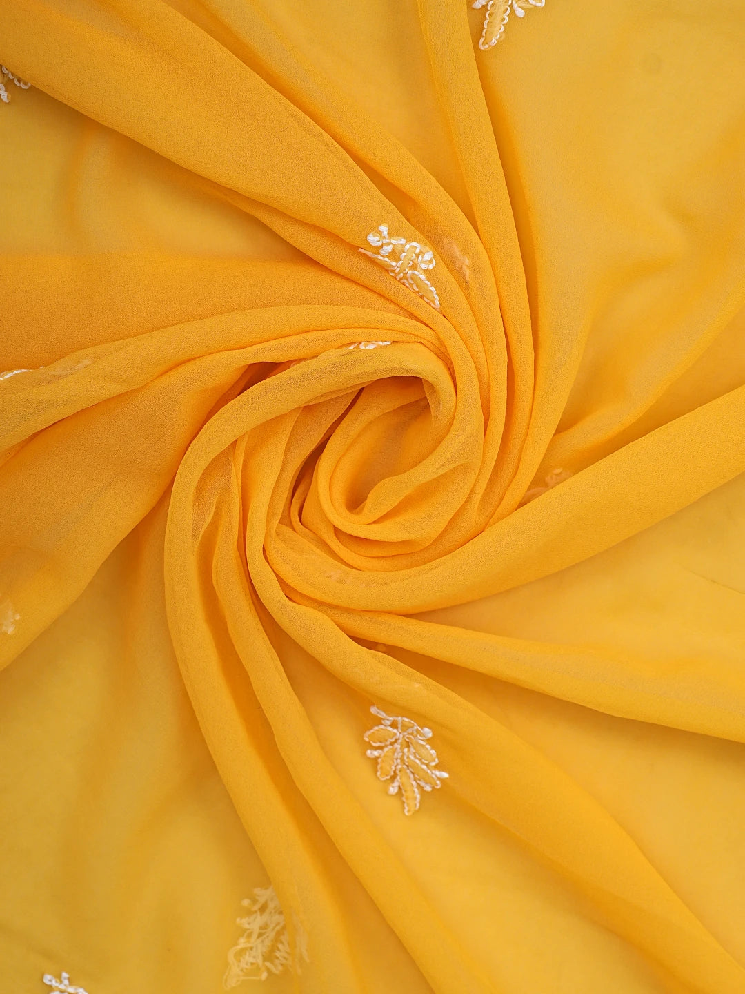 Ada Hand Embroidered Mustard Georgette Lucknowi Chikankari Unstitched Suit Piece 01A843813