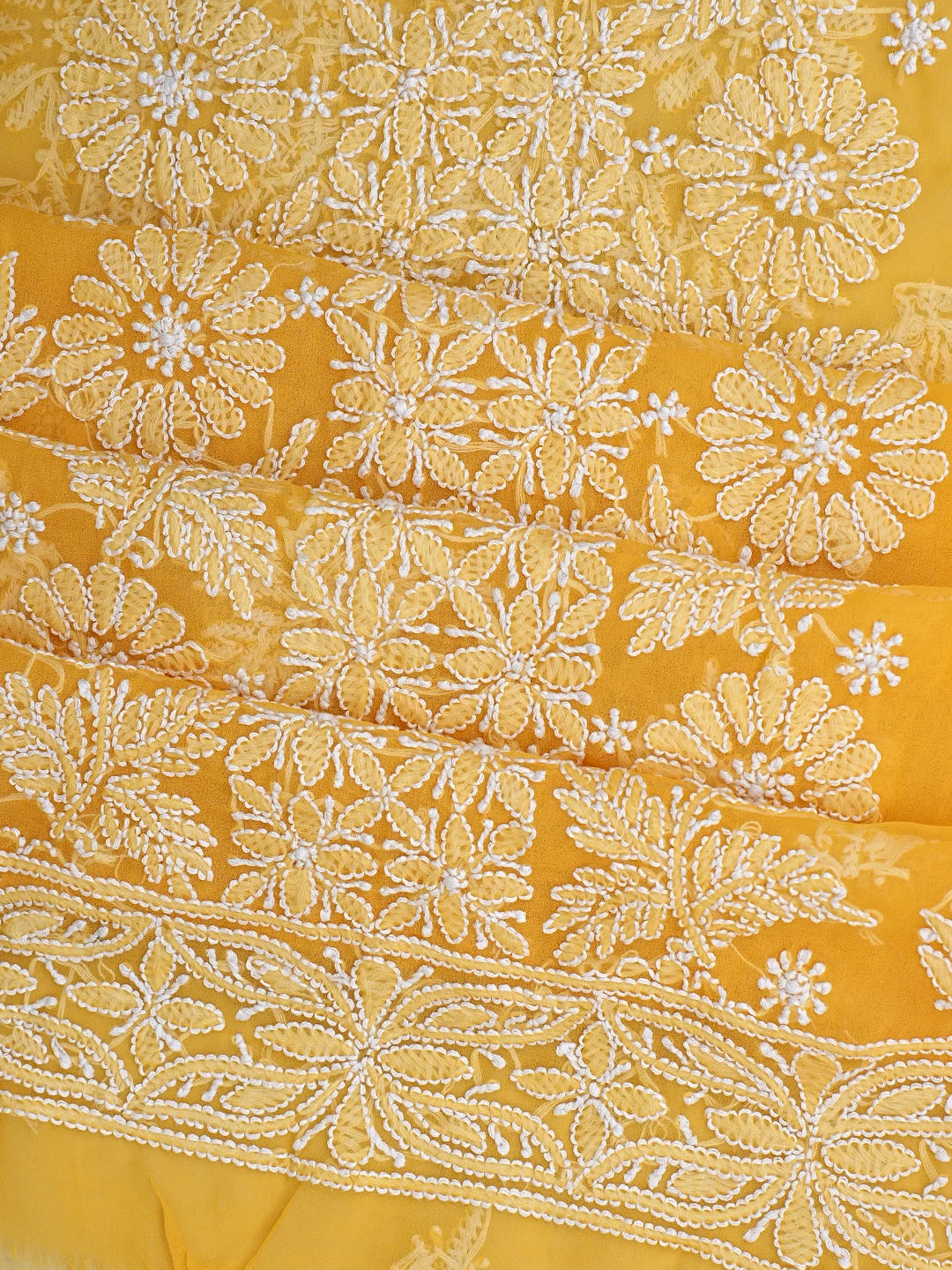 Ada Hand Embroidered Mustard Georgette Lucknowi Chikankari Unstitched Suit Piece 01A843813