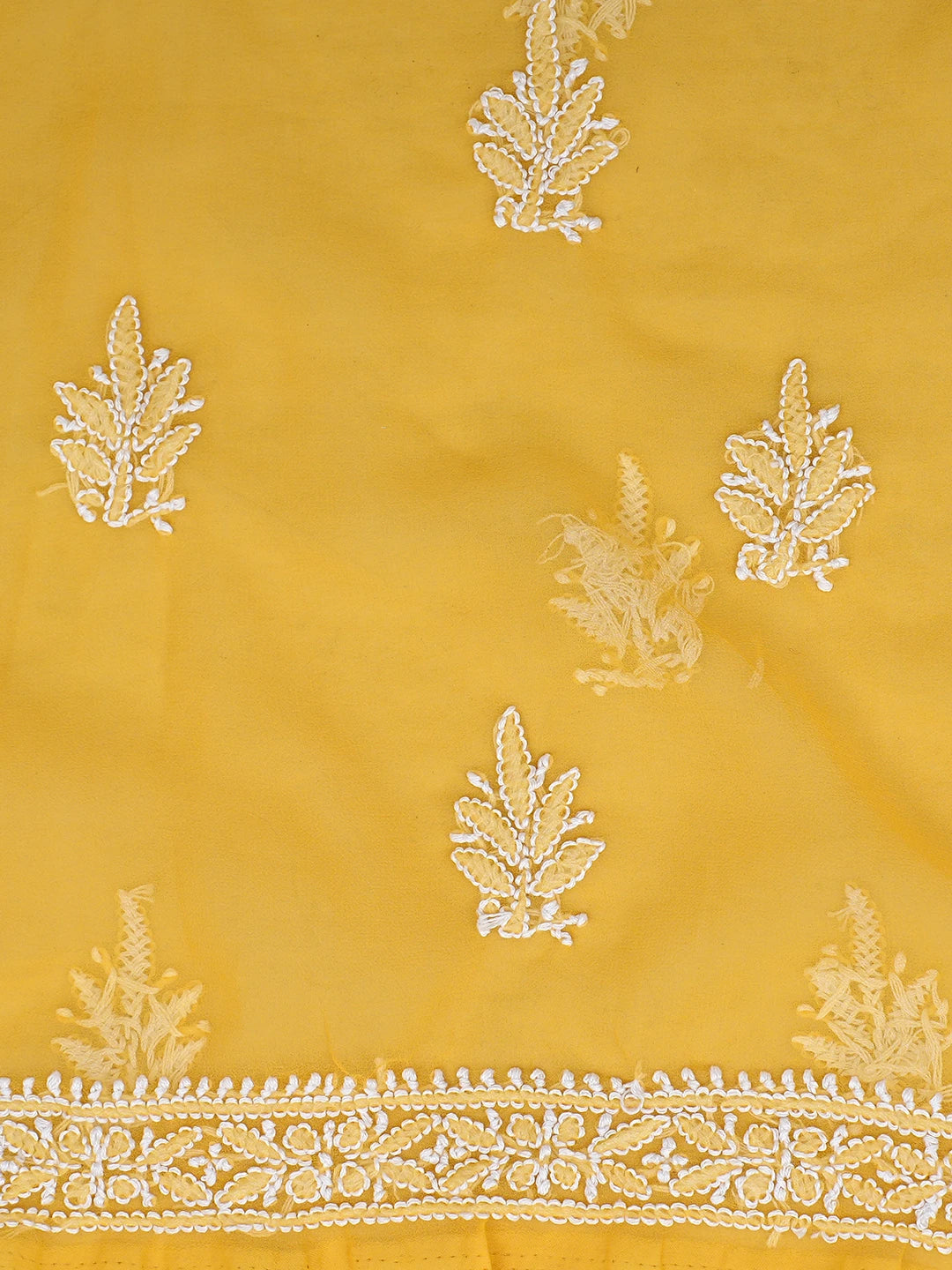Ada Hand Embroidered Mustard Georgette Lucknowi Chikankari Unstitched Suit Piece 01A843813