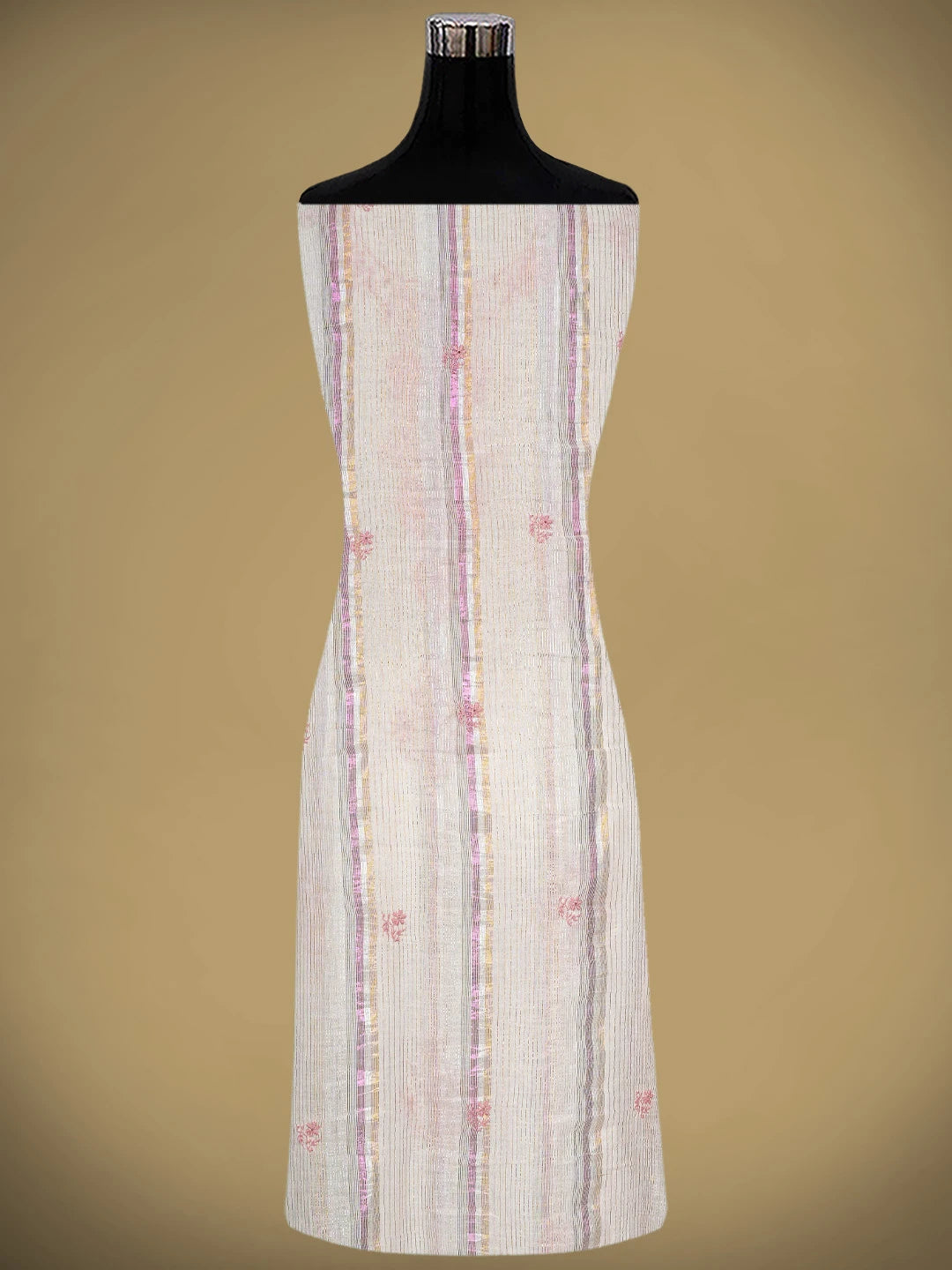 Ada Hand Embroidered Light Fawn Cotton Lucknowi Chikankari Unstitched Kurta Dupatta Set 01A910416