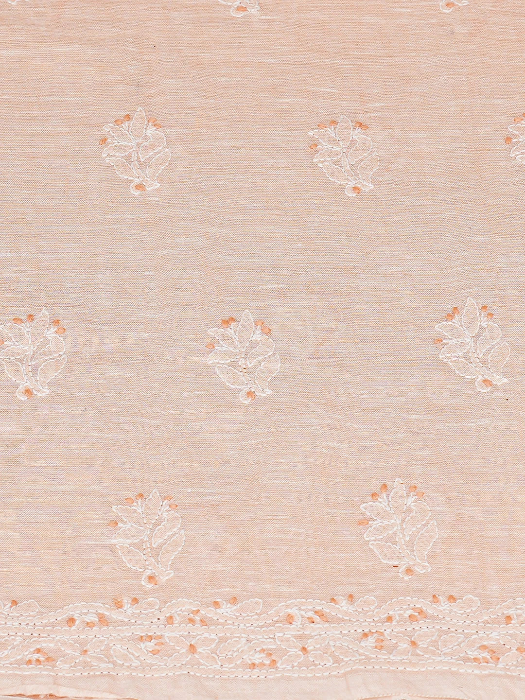 Ada Hand Embroidered Peach Linen Lucknowi Chikankari Unstitched Suit Piece with Chiffon Dupatta 01A885296