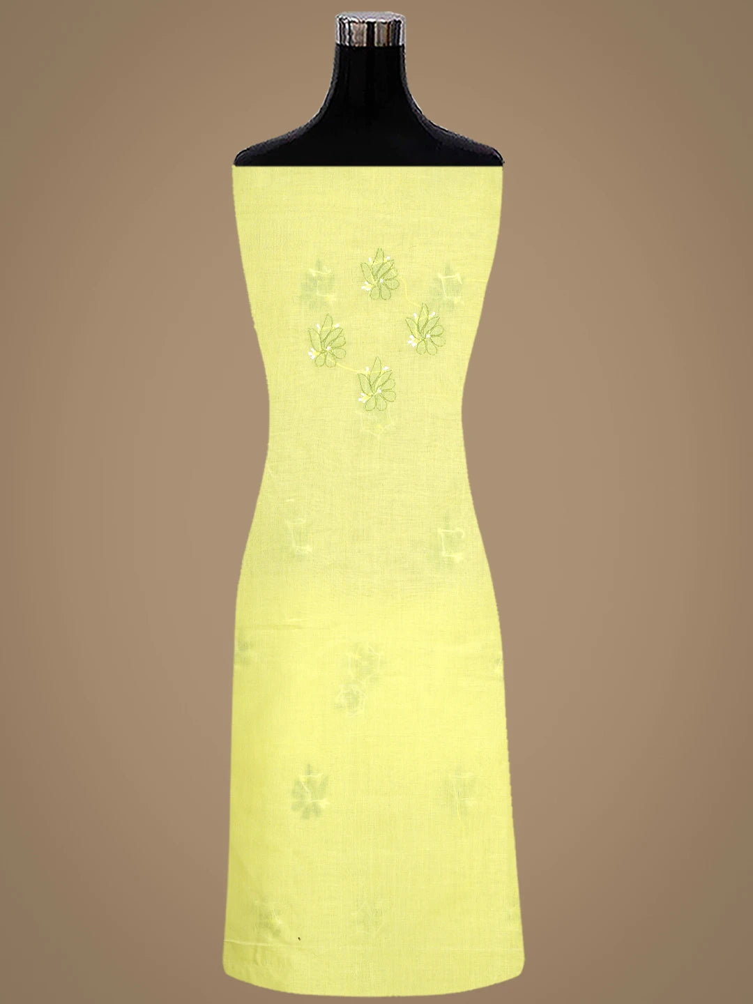 Ada Hand Embroidered Yellow Cotton Lucknowi Chikankari Unstitched Suit Piece 01A882404