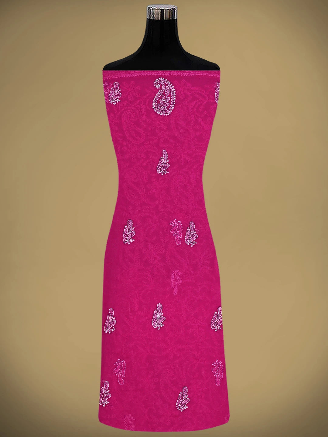 Ada Hand Embroidered Magenta  Faux Georgette Lucknowi Chikankari Unstitched Suit Piece 01A907724