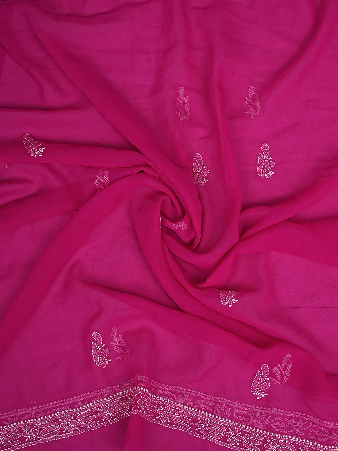 Ada Hand Embroidered Magenta  Faux Georgette Lucknowi Chikankari Unstitched Suit Piece 01A907724
