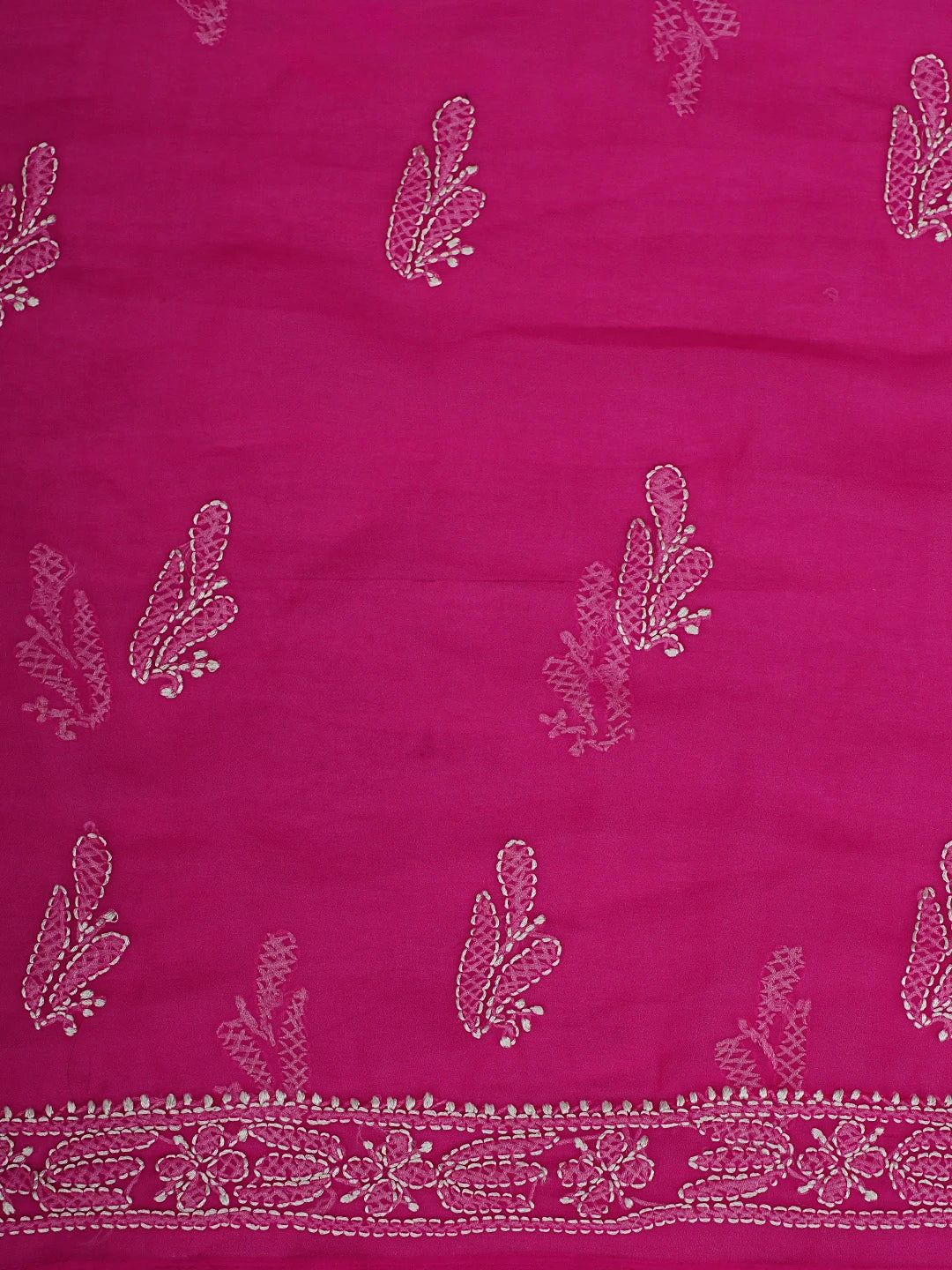 Ada Hand Embroidered Magenta  Faux Georgette Lucknowi Chikankari Unstitched Suit Piece 01A907724