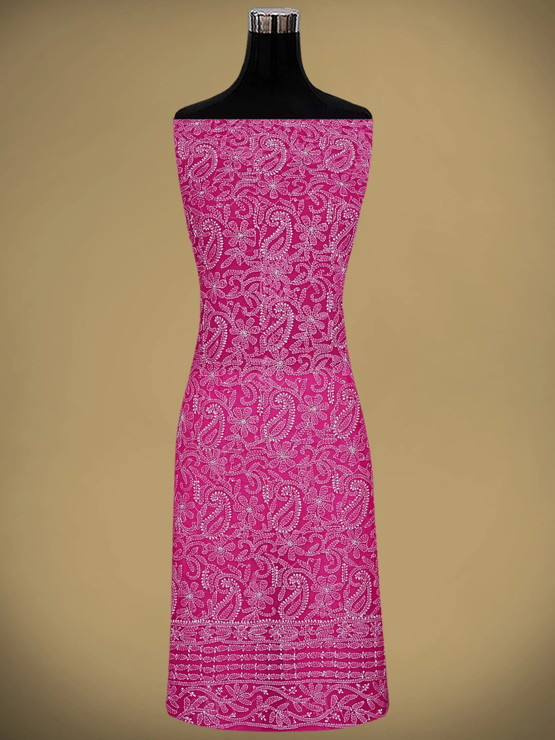 Ada Hand Embroidered Magenta  Faux Georgette Lucknowi Chikankari Unstitched Suit Piece 01A907724