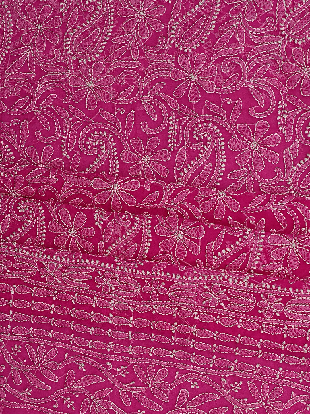 Ada Hand Embroidered Magenta  Faux Georgette Lucknowi Chikankari Unstitched Suit Piece 01A907724
