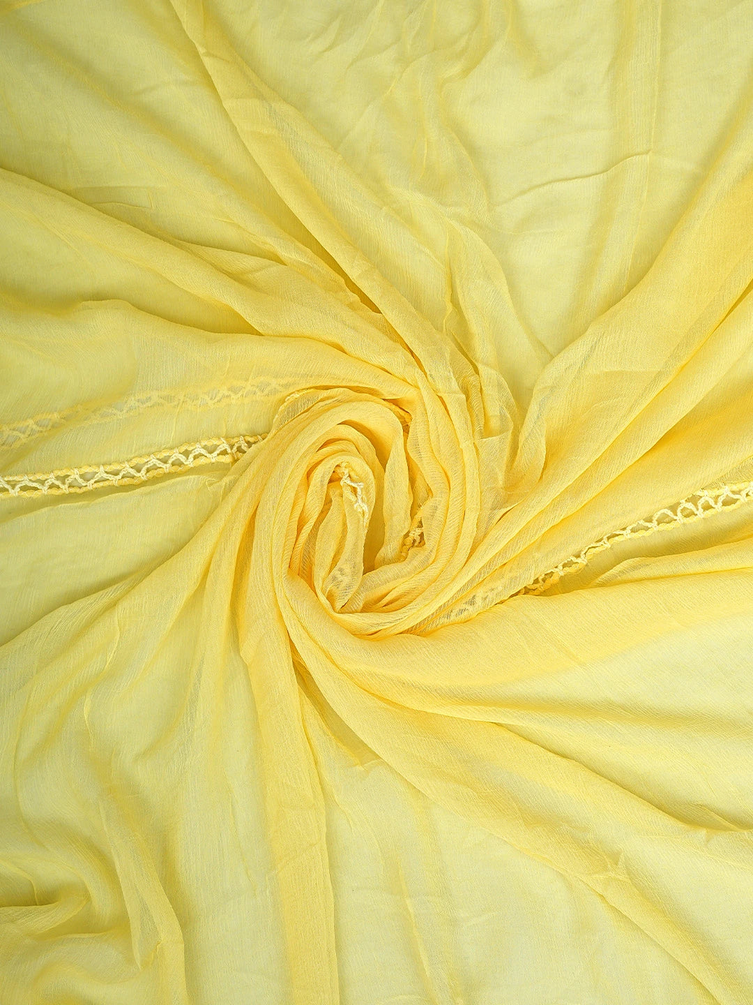 Ada Hand Embroidered Yellow Cotton Lucknowi Chikankari Unstitched Suit Piece with Chiffon Dupatta 01A882405
