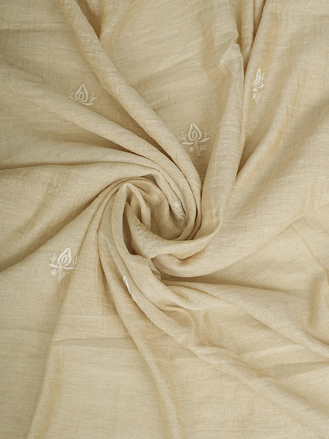 Ada Hand Embroidered Fawn Tissue Lucknowi Chikankari Unstitched Kurta Dupatta Set 01A903758
