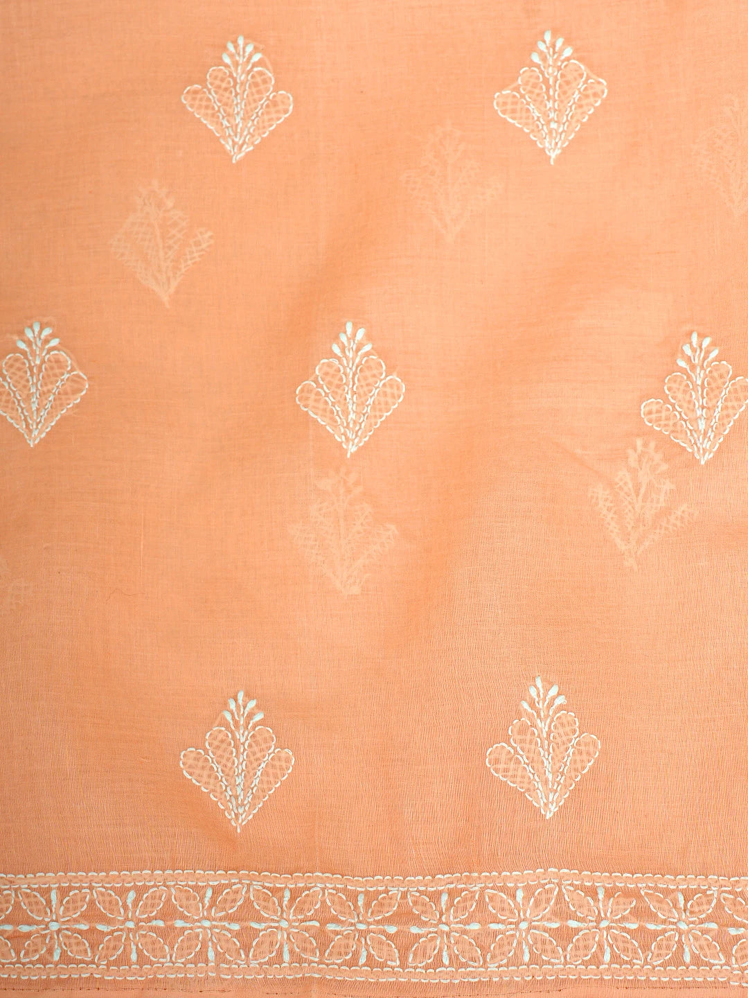 Ada Hand Embroidered Peach Cotton Lucknowi Chikankari Unstitched Suit Piece 01A890751