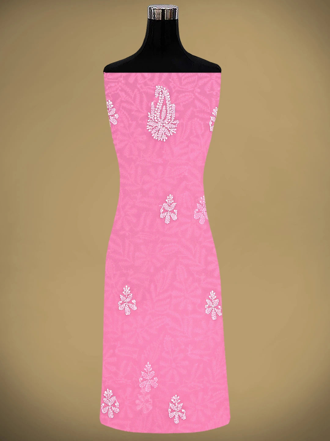 Ada Hand Embroidered  Onion Pink Georgette Lucknowi Chikankari Unstitched Suit Piece 01A916037