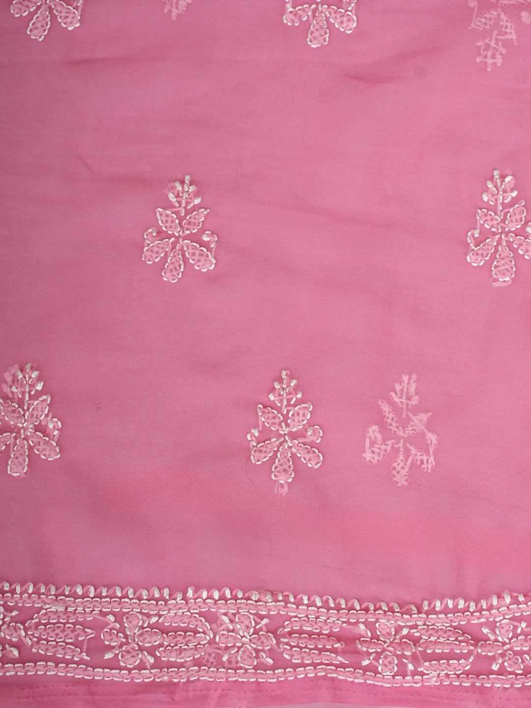 Ada Hand Embroidered  Onion Pink Georgette Lucknowi Chikankari Unstitched Suit Piece 01A916037