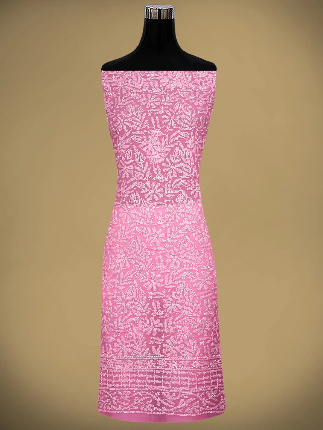 Ada Hand Embroidered  Onion Pink Georgette Lucknowi Chikankari Unstitched Suit Piece 01A916037