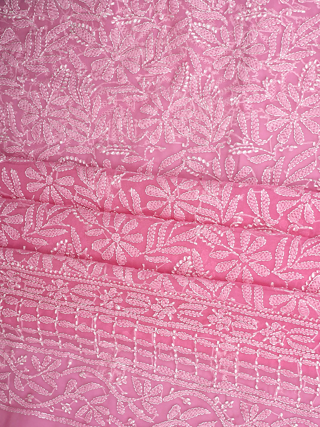 Ada Hand Embroidered  Onion Pink Georgette Lucknowi Chikankari Unstitched Suit Piece 01A916037