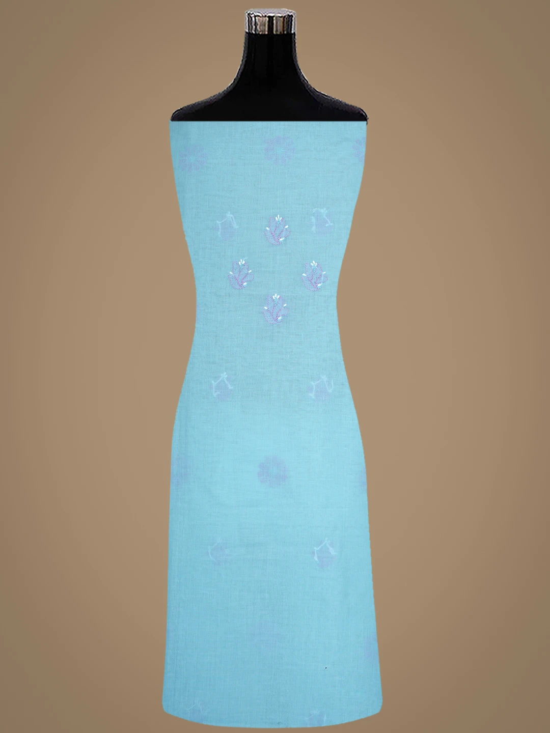Ada Hand Embroidered Sky Blue Cotton Lucknowi Chikankari Unstitched Suit Piece 01A879492