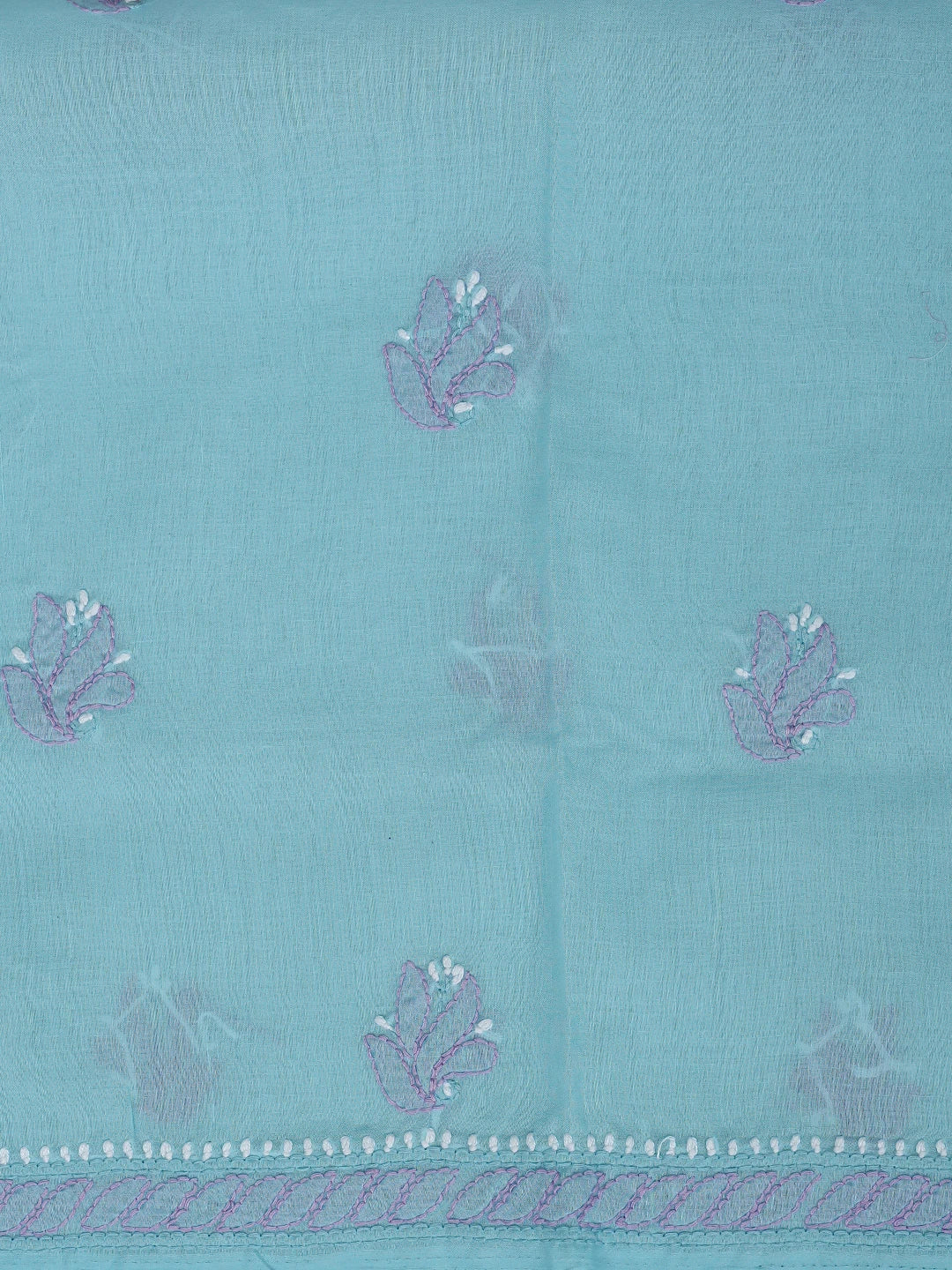Ada Hand Embroidered Sky Blue Cotton Lucknowi Chikankari Unstitched Suit Piece 01A879492